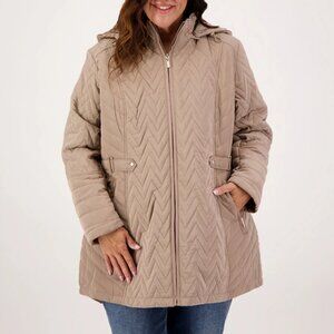 Gallery Quilted Long Coat (Plus Size)